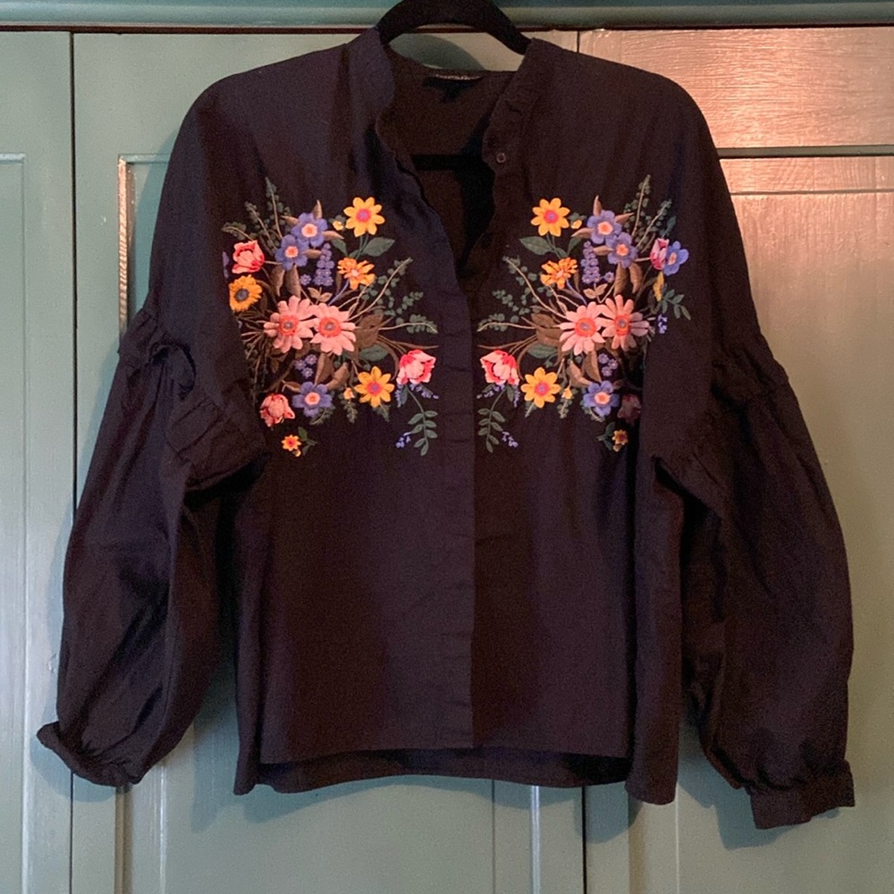 TOPSHOP embroidered floral top